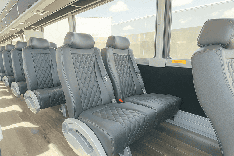 interior of Norwalk Shuttle Bus Rentals charter bus